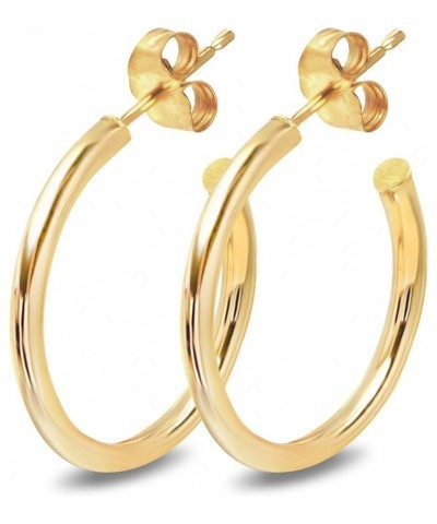 14K Yellow Gold 2MM J Hoop Fashion Earrings for Women - Real 14K Gold - 2mm Thick, 12mm - 75mm Diameter 25MM (0.98") Diameter...