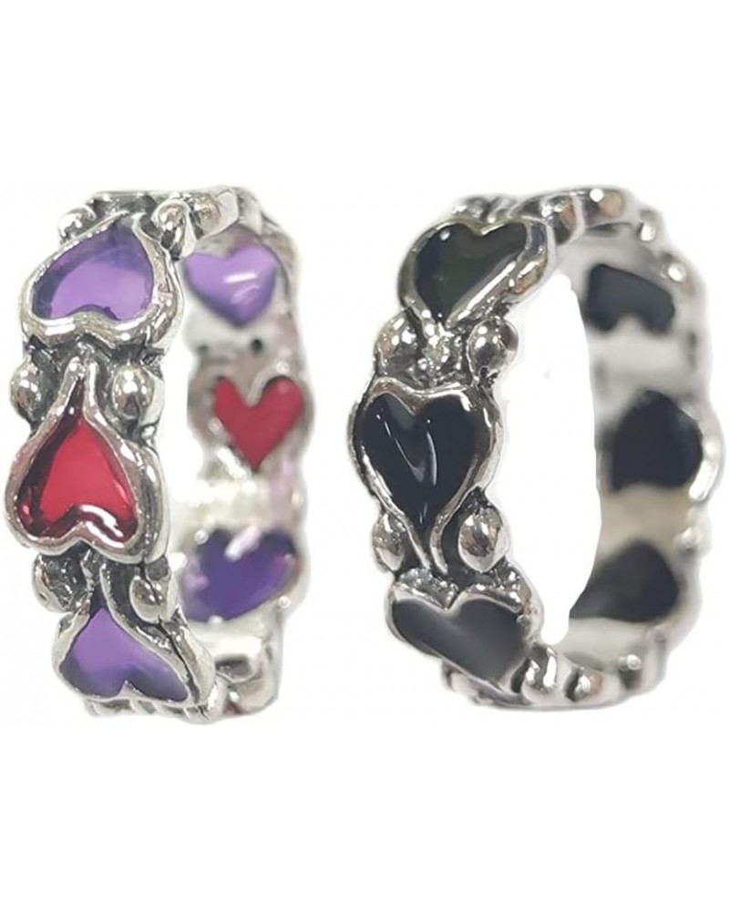 Vintage Heart Shaped Retro Heart Stackable Statement Ring Punk Open Knuckle Finger Circle Ring for Women Girls 2 pcs $5.14 Rings