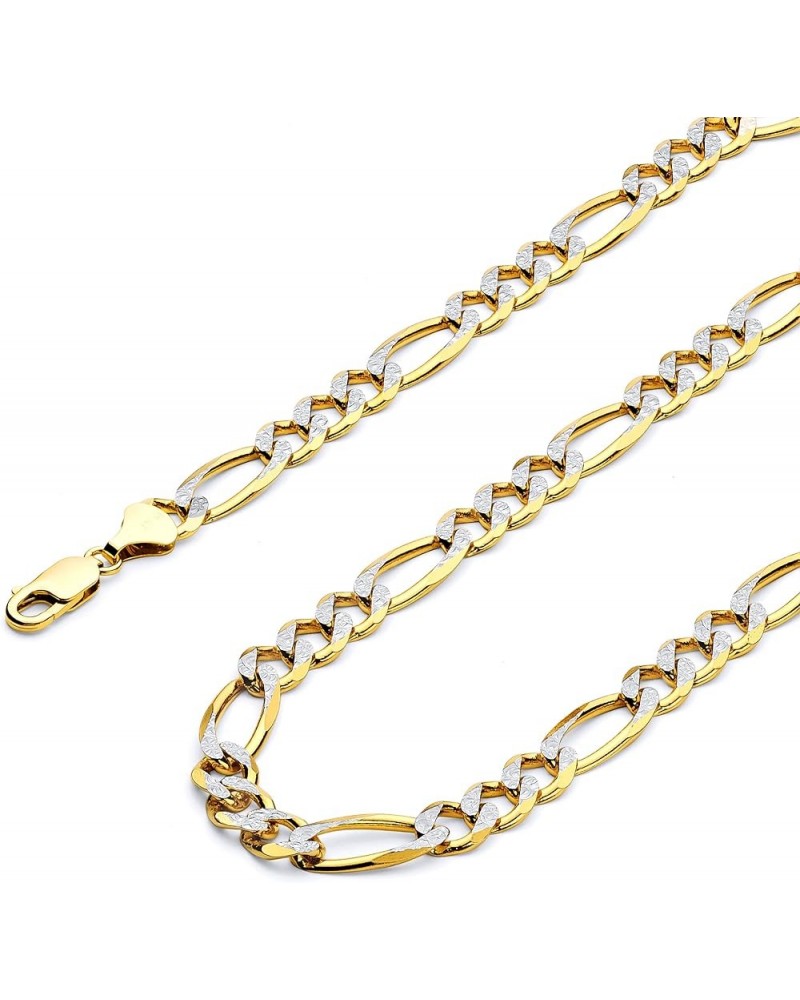 14K Hollow Gold Figaro Chains (Select Options) 24 Inches White And Yellow Gold $402.29 Necklaces