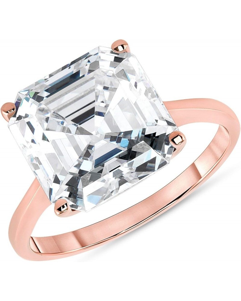 Fine 10k Gold Asscher-Cut AAA CZ Engagement Ring Rose Gold $64.50 Rings