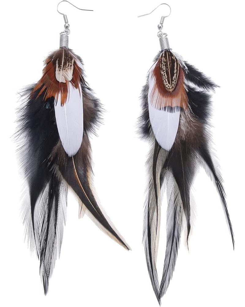 Bohemian Pheasant Peacock Long Feathers Statement Earrings Handmade Natural Lightweight Feather Dangle Earrings for Women and...