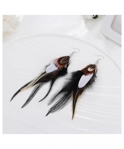 Bohemian Pheasant Peacock Long Feathers Statement Earrings Handmade Natural Lightweight Feather Dangle Earrings for Women and...