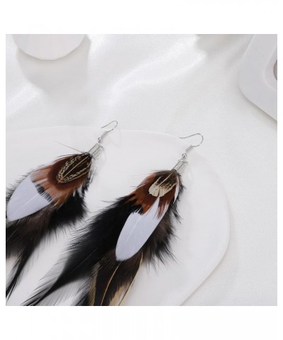 Bohemian Pheasant Peacock Long Feathers Statement Earrings Handmade Natural Lightweight Feather Dangle Earrings for Women and...