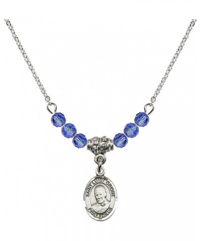 September Birth Month Bead Necklace with Catholic Patron Saint Petite Charm, 18 Inch Saint Luigi Orione $27.25 Necklaces