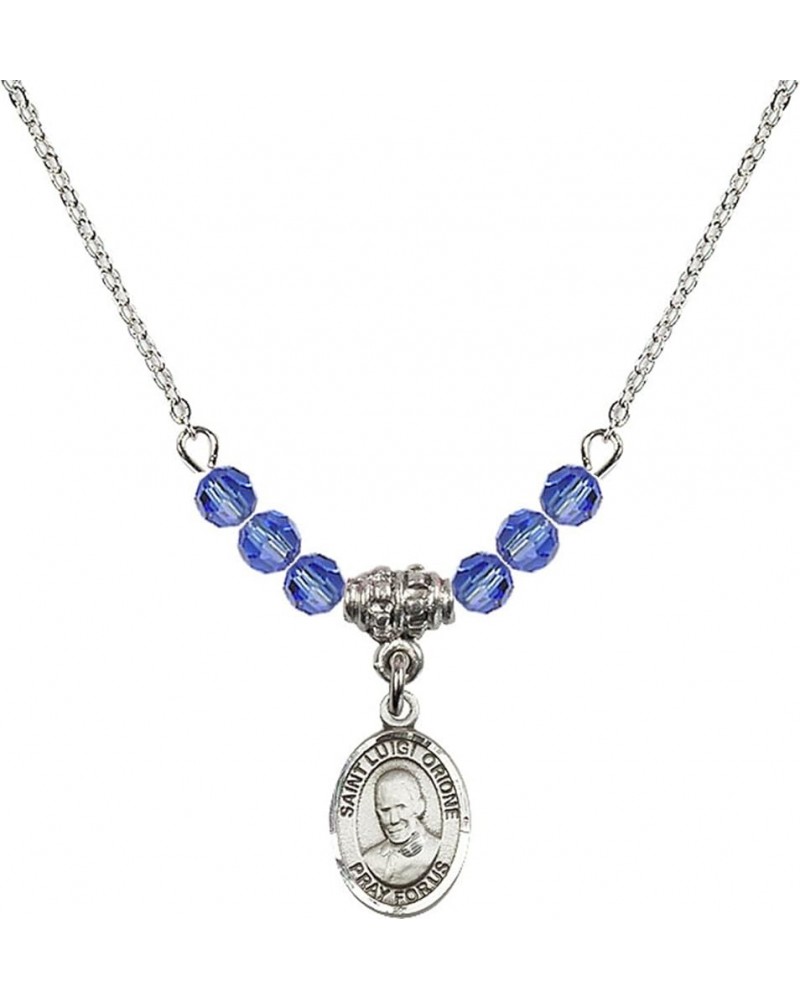 September Birth Month Bead Necklace with Catholic Patron Saint Petite Charm, 18 Inch Saint Luigi Orione $27.25 Necklaces