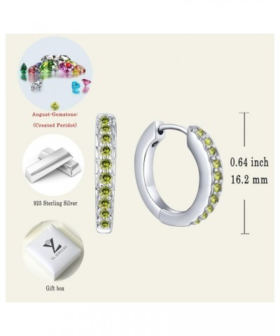 Hoop Earrings 925 Sterling Silver Halo Round Huggie Earrings Birthstones Jewelry for Women 08-peridot-Aug $27.95 Earrings