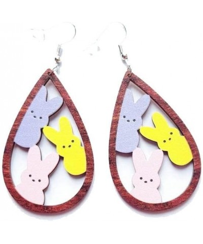 Cute Easter Rabbit Wooden Dangle Earrings Colorful Easter Letter Rabbit Egg Shape Earrings for Women Girls Jewelry E $5.29 Ea...