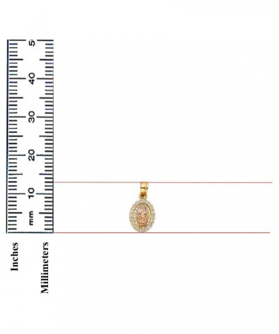 14K Yellow Gold Our Lady of Guadalupe Cubic Zirconia CZ Charm Pendant with 1.5mm Valentino Chain Necklace for Women | 14K Gol...