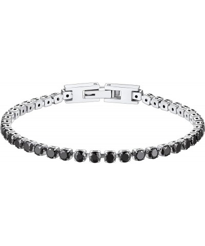 3mm Round Clear/Black Cubic Zirconia Cut Tennis Bracelet for Women 6.6/7.4 Inch Stainless Steel/Gold Plated Jewelry(Gift Wrap...