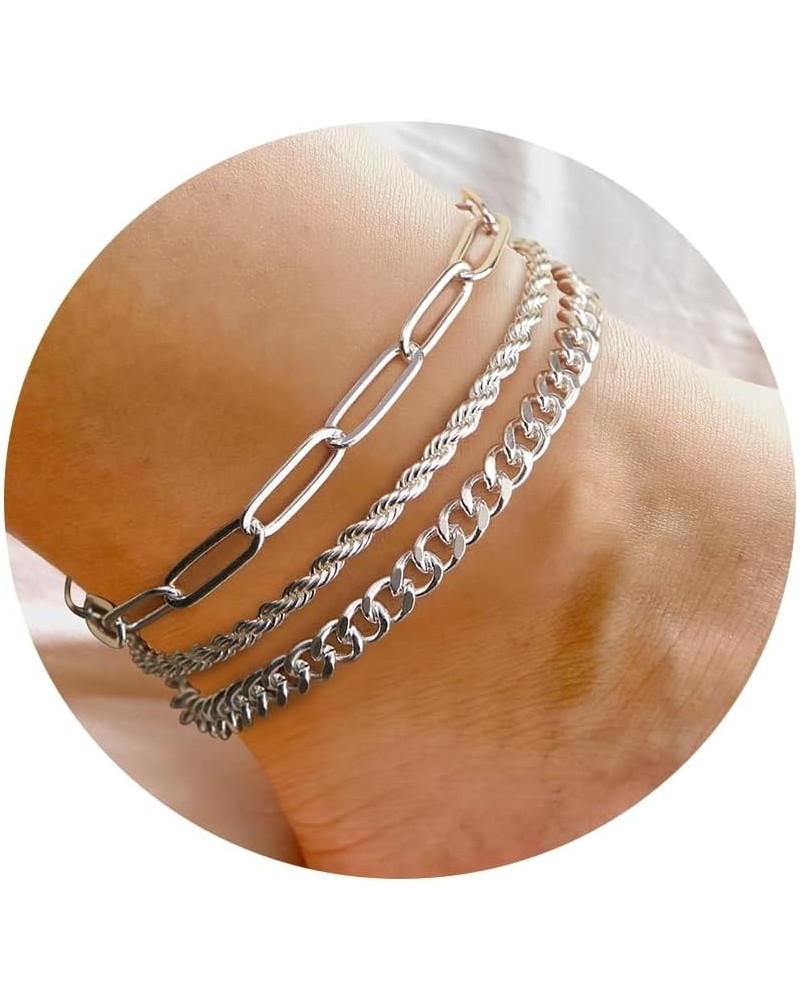 Ankle Bracelets for Women, 14k Gold Plated Waterproof Layered Cuban Figaro Link Chain Anklets Set Gold Anklets Jewelry Gift A...