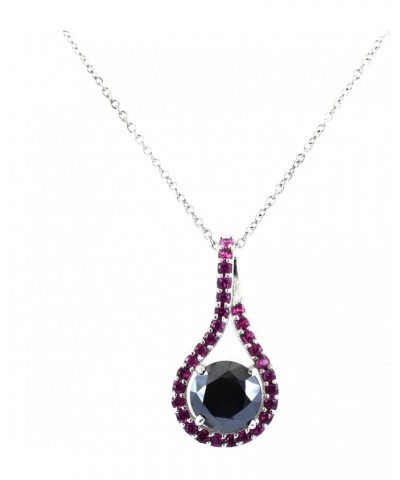 skyjewels 2 Ct Certified Black Diamond Pendant with Ruby Accents 925 Sterling Silver 18 Inches Free Chain, Beautiful Designer...