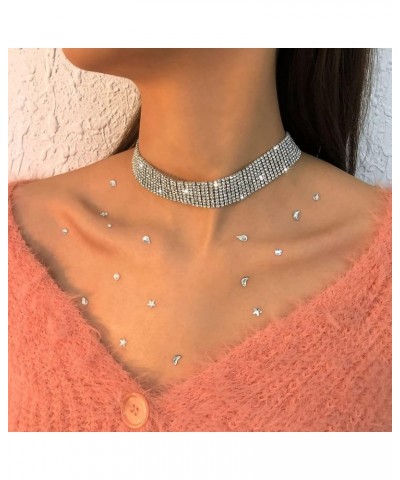 Women's Luxury Rhinestone Choker Necklace Exaggerated Nightclub Style Personality Jewelry White $7.12 Necklaces