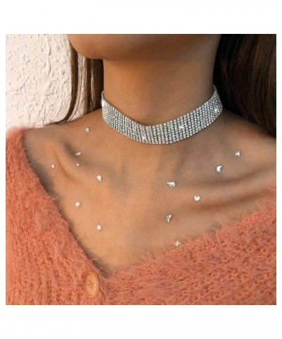 Women's Luxury Rhinestone Choker Necklace Exaggerated Nightclub Style Personality Jewelry White $7.12 Necklaces