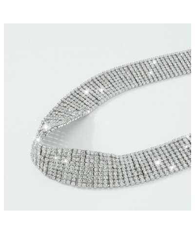 Women's Luxury Rhinestone Choker Necklace Exaggerated Nightclub Style Personality Jewelry White $7.12 Necklaces