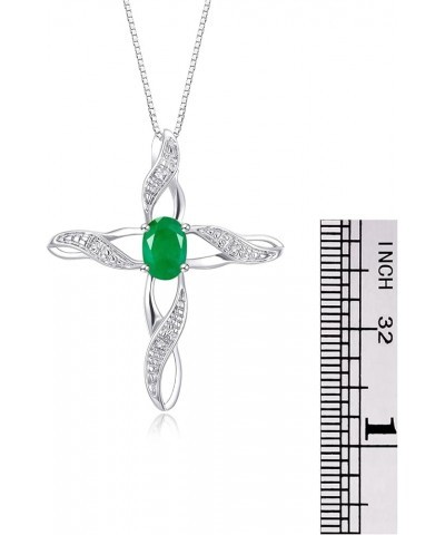 Necklaces for Women Sterling Silver 925 Cross Necklace with Gemstone & Diamonds Pendant with 18" Chain 7X5MM Birthstone Women...