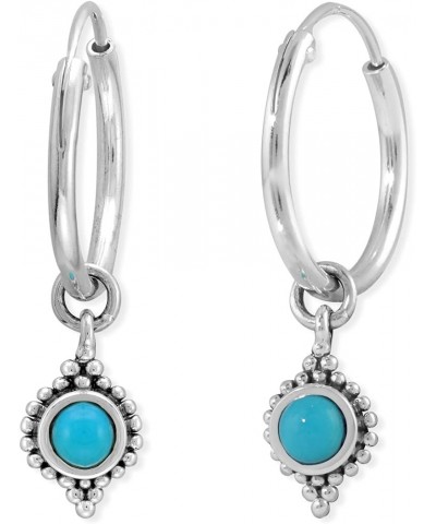 Jewelry Sterling Silver Balinese Style Endless Hoop Earrings Turquoise $21.92 Earrings