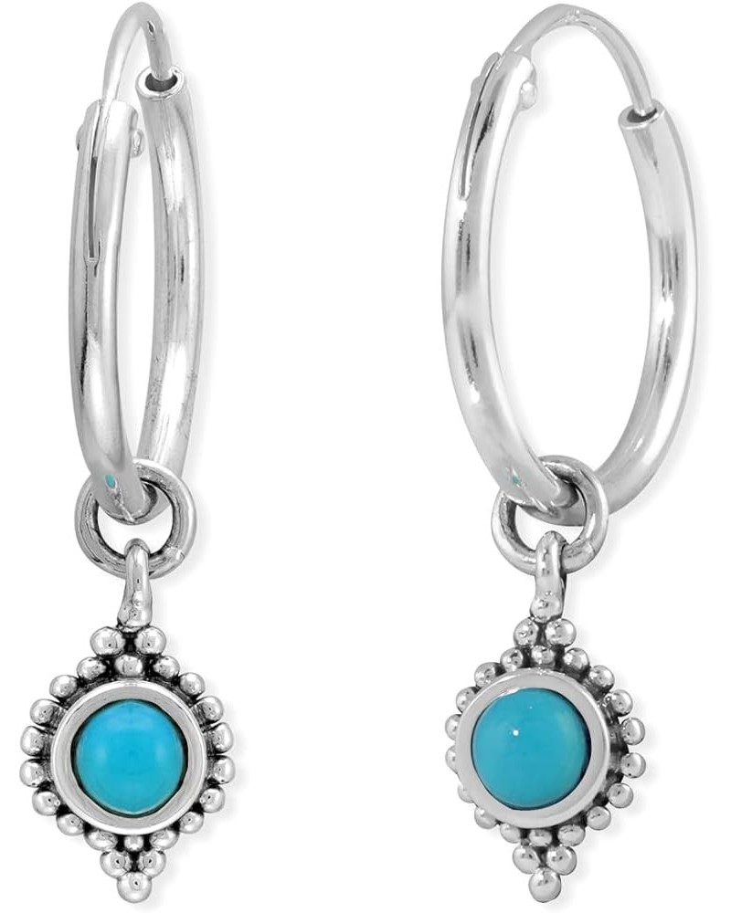 Jewelry Sterling Silver Balinese Style Endless Hoop Earrings Turquoise $21.92 Earrings