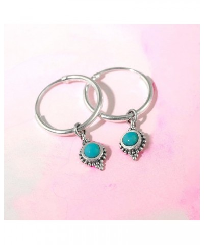 Jewelry Sterling Silver Balinese Style Endless Hoop Earrings Turquoise $21.92 Earrings