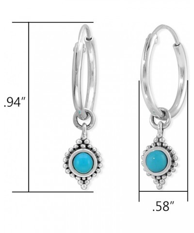 Jewelry Sterling Silver Balinese Style Endless Hoop Earrings Turquoise $21.92 Earrings