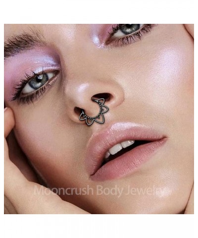 Minimalist Flower G23 Solid Titanium Septum Ring 16G Septum Clicker Siver Daith Earrings for Women Men 8/10MM Daith Piercing ...