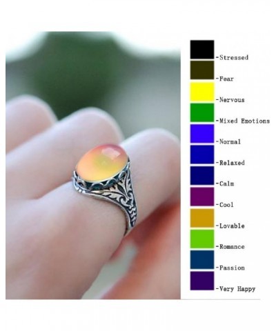 Fashion Moon Stone Ring Mixed Color Changing Mood Rings for Halloween Costume Props Birthday Party Favors Handmade Dainty Sil...