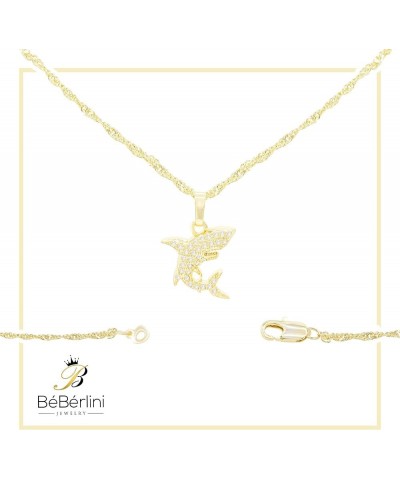 BEBERLINI Shark Charm Sea Pendant 14K Gold Filled Rope Box Curb Chain Necklace Set Lobster Clasp Fashion Cubic Zirconia Jewel...