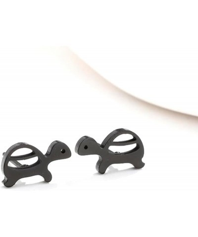 Turtle Stud Earrings for Women Black Silver Gold Stainless Steel Earrings Black $7.01 Earrings