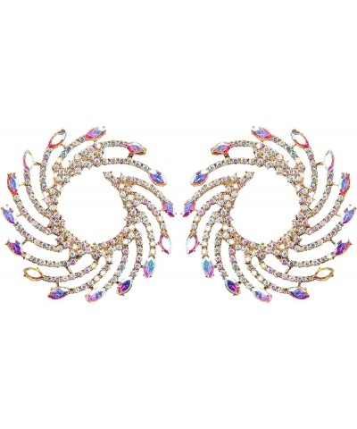 Sparkly Rhinestone Vortex Earrings Statement Crystal Geometric Drop Earrings AB color $8.54 Earrings