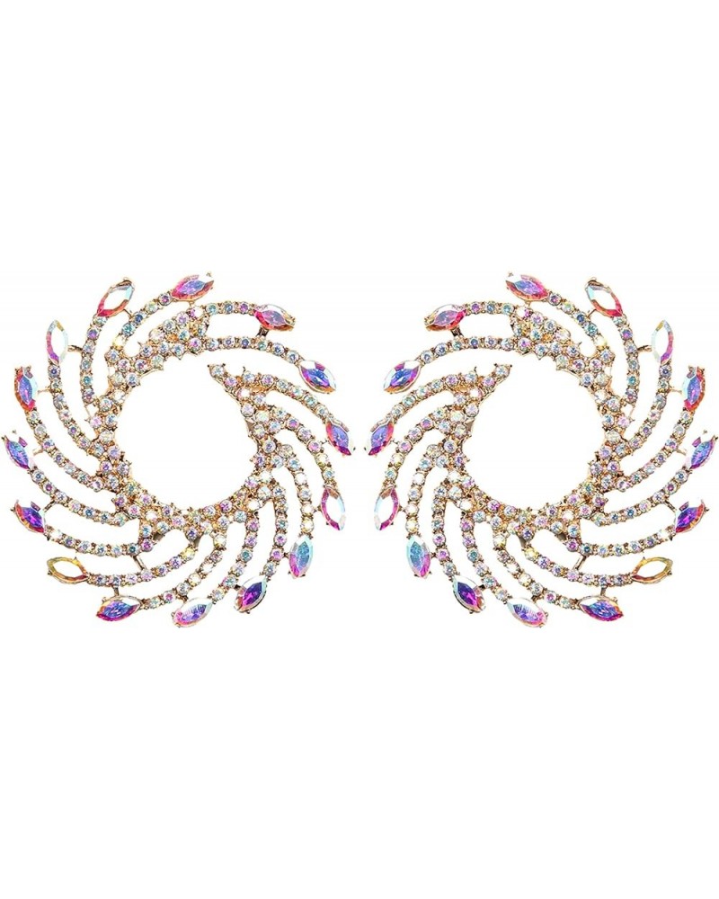 Sparkly Rhinestone Vortex Earrings Statement Crystal Geometric Drop Earrings AB color $8.54 Earrings