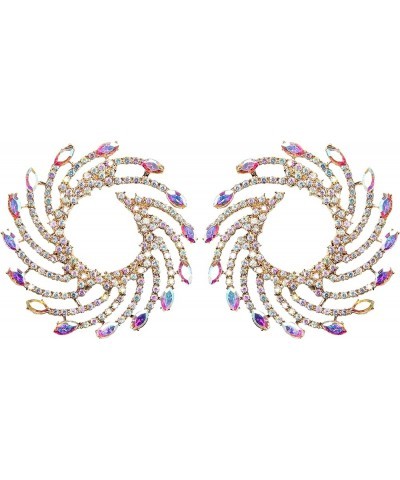 Sparkly Rhinestone Vortex Earrings Statement Crystal Geometric Drop Earrings AB color $8.54 Earrings