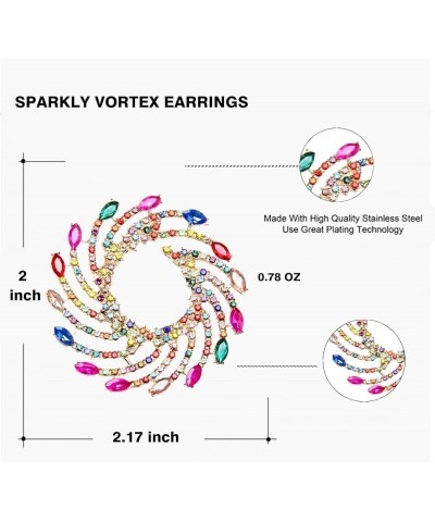 Sparkly Rhinestone Vortex Earrings Statement Crystal Geometric Drop Earrings AB color $8.54 Earrings