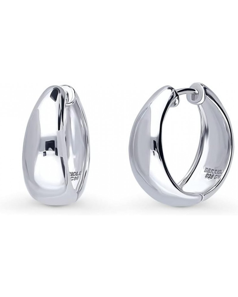 Sterling Silver Dome Medium Fashion Hoop Earrings for Women, 0.75 Rhodium Plated $25.37 Earrings