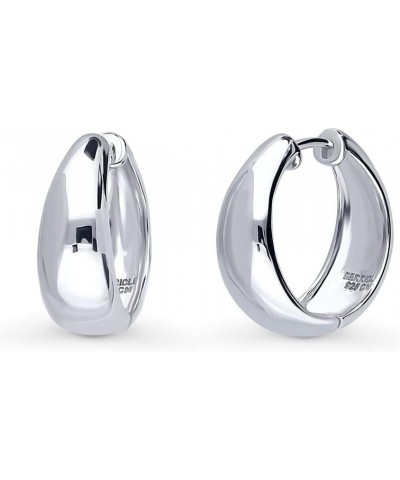 Sterling Silver Dome Medium Fashion Hoop Earrings for Women, 0.75 Rhodium Plated $25.37 Earrings