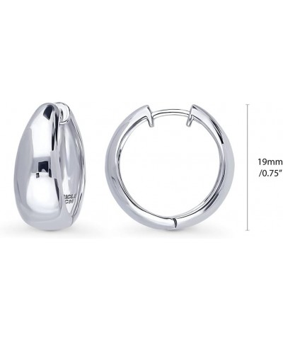 Sterling Silver Dome Medium Fashion Hoop Earrings for Women, 0.75 Rhodium Plated $25.37 Earrings