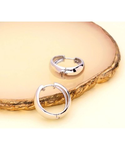 Sterling Silver Dome Medium Fashion Hoop Earrings for Women, 0.75 Rhodium Plated $25.37 Earrings