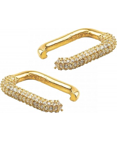 Square Ear Cuff Earrings with Pave Cz for Women - Conch Ear Wrap - 925 sterling silver 18k Gold Plated Gold $25.80 Earrings