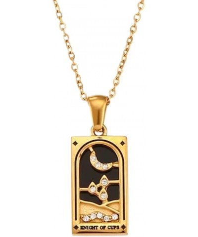 14k Yellow Gold Classic Arcana Tarot Card Necklace For Women And Men - Sun Lover Star Moon Magician Pendant Necklaces Lucky A...