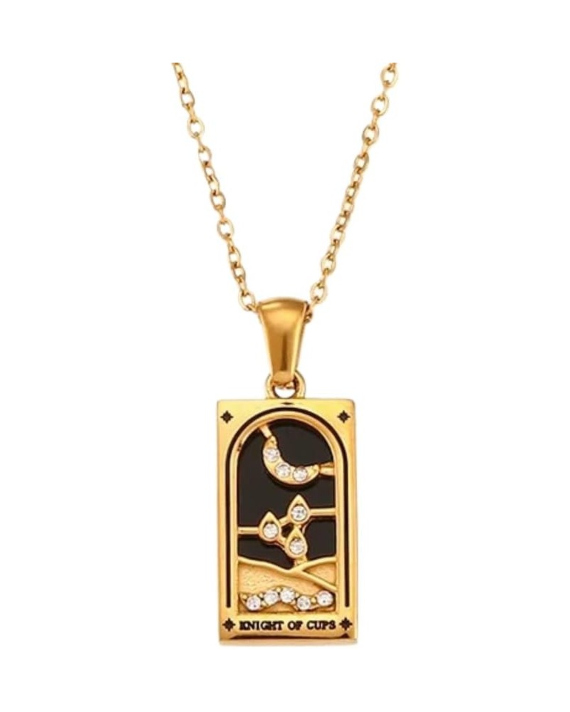 14k Yellow Gold Classic Arcana Tarot Card Necklace For Women And Men - Sun Lover Star Moon Magician Pendant Necklaces Lucky A...