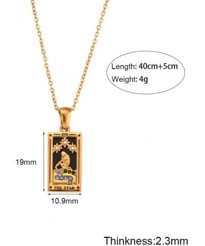 14k Yellow Gold Classic Arcana Tarot Card Necklace For Women And Men - Sun Lover Star Moon Magician Pendant Necklaces Lucky A...