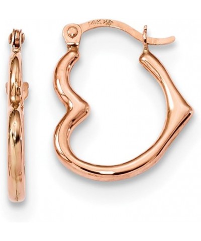 14K Gold Heart Shaped Hoop Earrings (2mm thick), 16-20mm. 16mm Rose Gold $37.78 Earrings