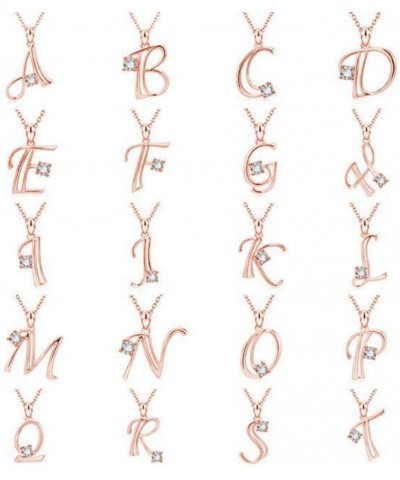 Women Cubic Zirconia Inlaid English Letters Pendant Chain Necklace Jewelry Gift for Girlfriend Daughter Mom Wife Z G $3.70 Ne...