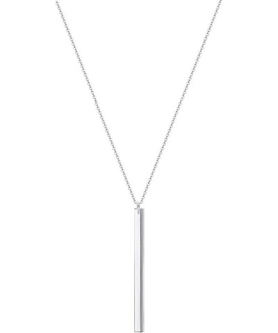 Bar Necklace Simple Long Vertical Bar Necklace Long Chian for Women and Girls Silver $6.75 Necklaces