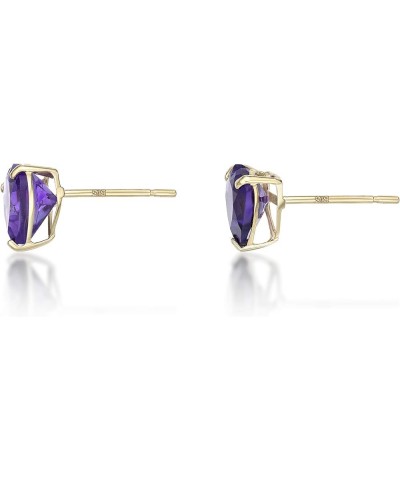 6 mm Gemstone Heart Stud Earrings for Women in 10k Yellow Gold Heart Shaped Birthstone Amethyst $46.79 Earrings