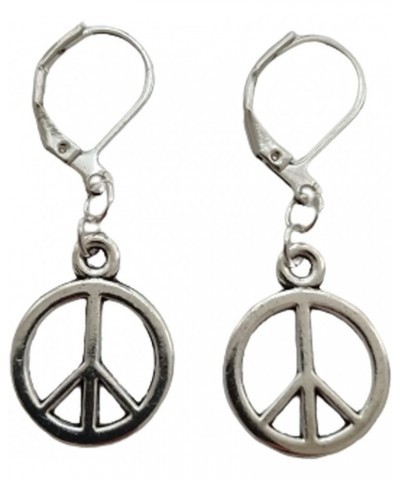 Peace Sign Drop Leverback Earrings, Miniature Peace Jewelry, Hippy, Peace Charm, Hippie, Woman Man Clip Earrings $7.27 Earrings