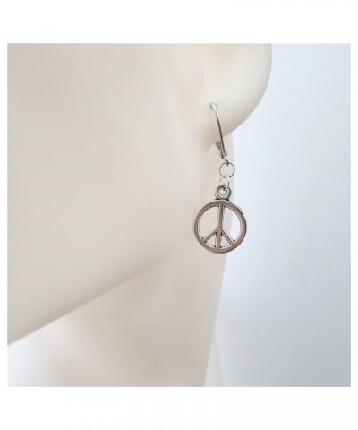 Peace Sign Drop Leverback Earrings, Miniature Peace Jewelry, Hippy, Peace Charm, Hippie, Woman Man Clip Earrings $7.27 Earrings