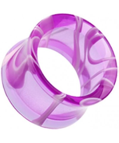 Marble Swirl Acrylic Double Flared Ear Gauge Tunnel Plug (Sold by Pair) 1/2", Purple $10.63 Body Jewelry