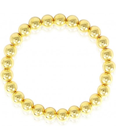 by you Stainless Steel Gold Silver Beaded Ball Bracelets for Women Stretchable Elastic Bracelet Set 8mm - Gold $13.67 Bracelets