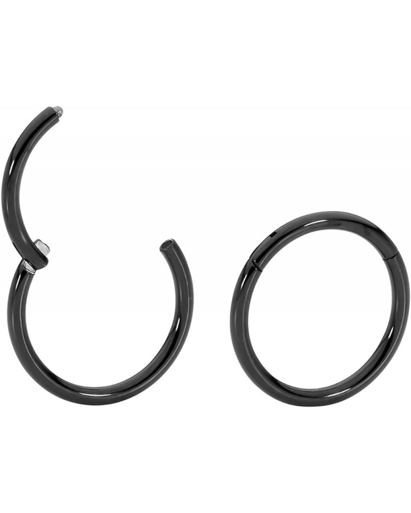 2PCS 18G Surgical Steel 6mm - 10mm Hinged Hoop Segment Nose Septum Tragus Helix Lip Ring Unisex Sleeper Earrings 10mm Black $...