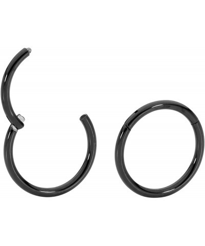 2PCS 18G Surgical Steel 6mm - 10mm Hinged Hoop Segment Nose Septum Tragus Helix Lip Ring Unisex Sleeper Earrings 10mm Black $...