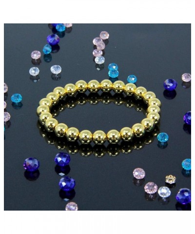 by you Stainless Steel Gold Silver Beaded Ball Bracelets for Women Stretchable Elastic Bracelet Set 8mm - Gold $13.67 Bracelets